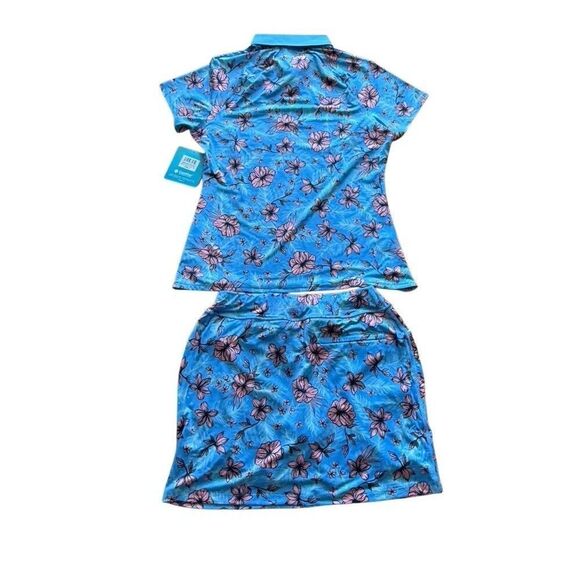 Coolibar Womens Blue Floral Top Skort Set M UPF 50+ Sun Protection NWT - Picture 2 of 16